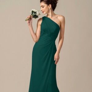 Burst Grey dark green one shoulder dress